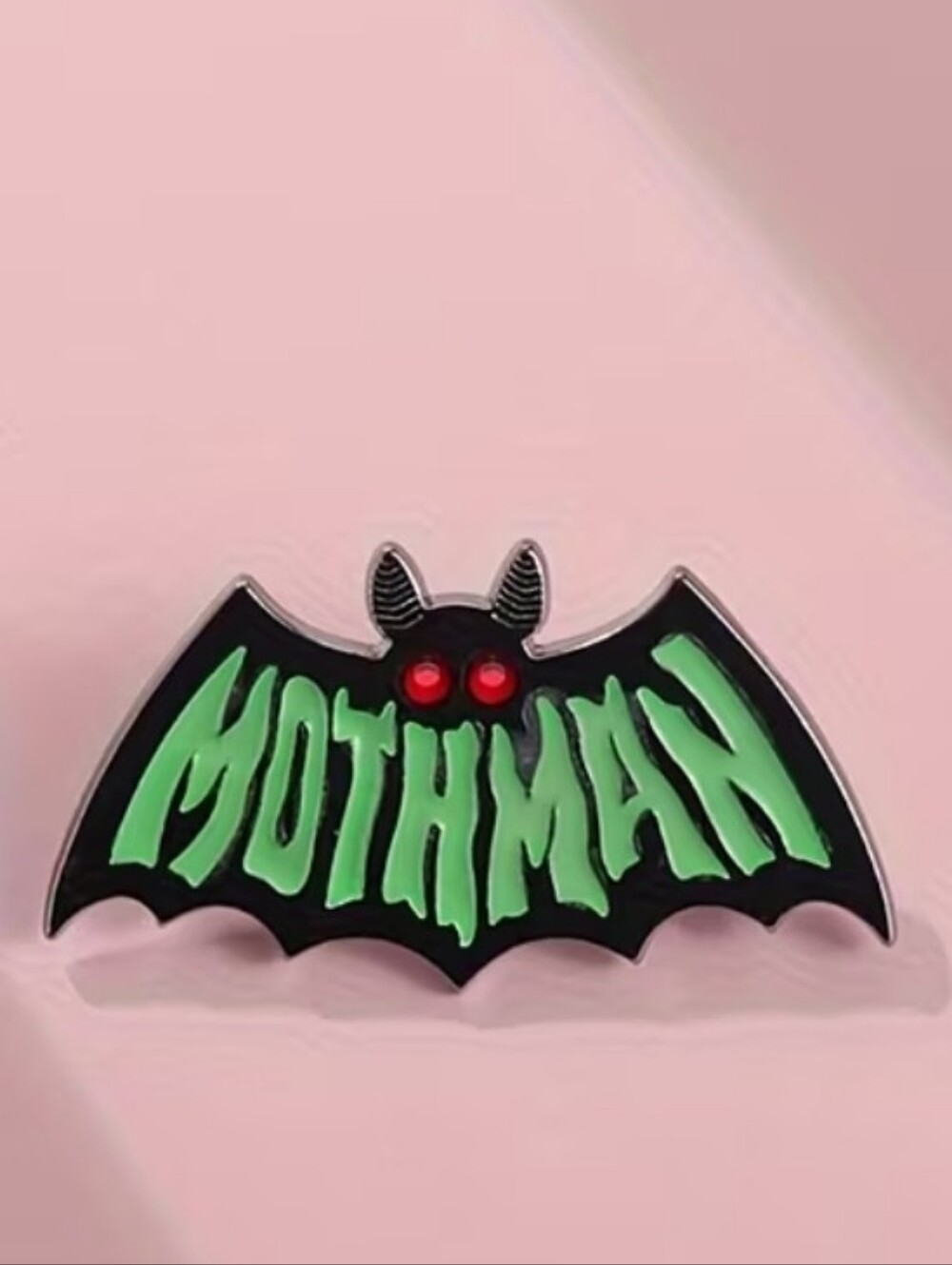 Moth Bat Enamel Pin — Black, Neon Green & Red